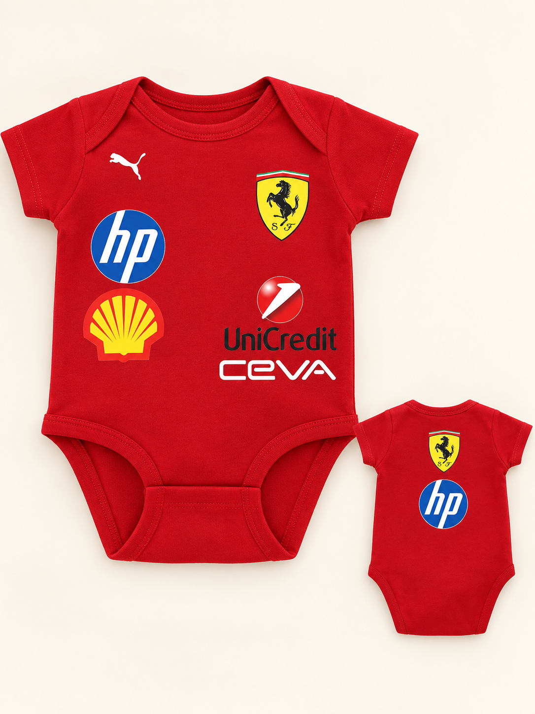 Body para bebé Ferrari, frente y espalda