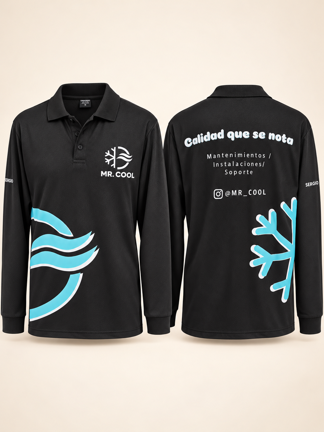 Uniforme personalizado de Mr. Cool, frente y espalda